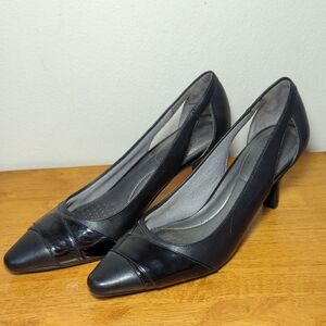 Life Stride Soft System Kathy Heeled Pump Black Faux Leather Women's Size 8.5M